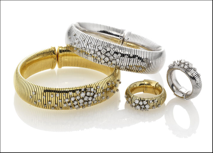 Chimento, collezione Sturdust, oro bianco e giallo con diamanti 