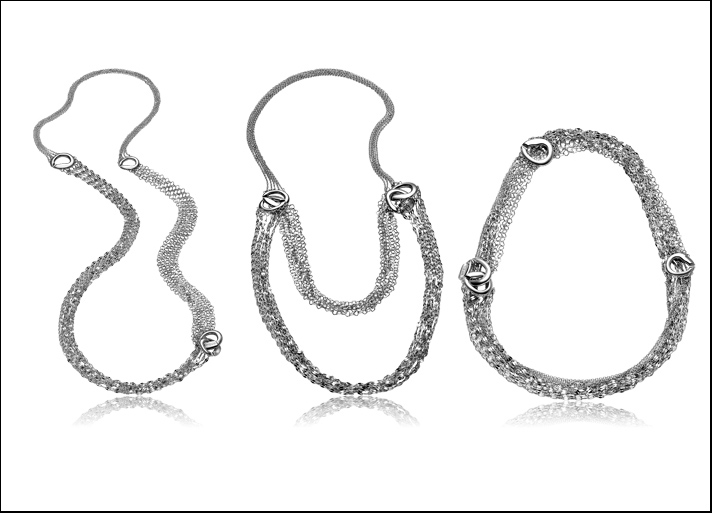 Breil Skyfall, collana in acciaio lucido formata da catene di diverso stile e lunghezza. Prezzo: 126,50