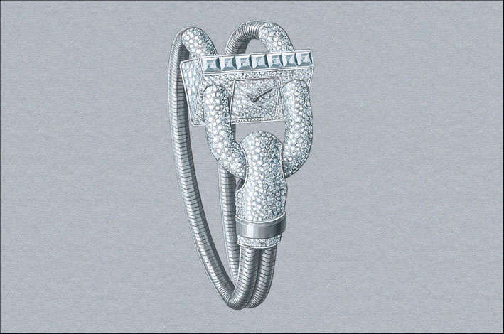 Orologio Cadenas Pavée Bracelet Or, oro bianco, diamanti, movimento al quarzo.