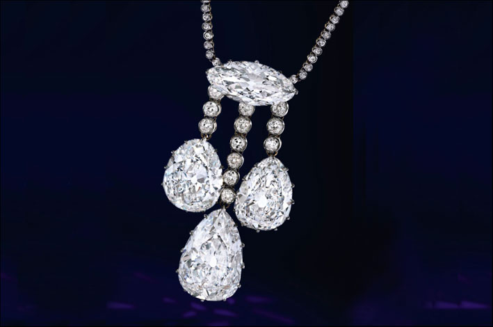 La collana di Helen Hay con quattro diamanti. È stata venduta per 3,2 milioni di dollari
