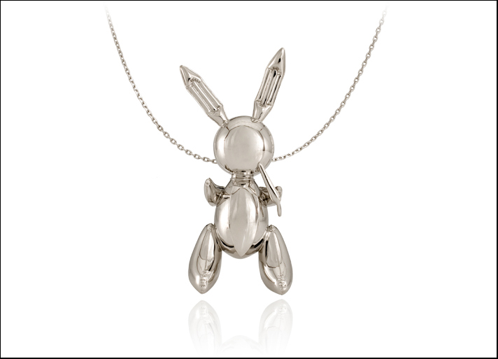 Jeff Koons, collana in platino Rabbit Pendant