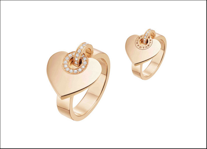 Bvlgari Bvlgari -Cuore, anello in oro rosa con diamanti.