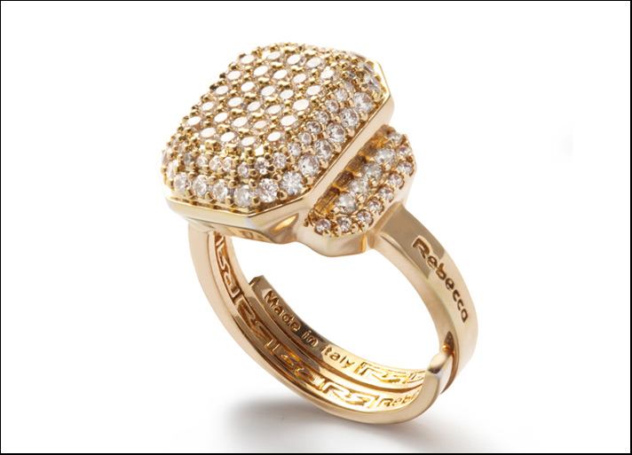 Elizabeth linea Elegance anello in bronzo placcato giallo e zirconia cubica