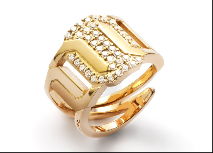 Elizabeth linea Elegance anello in bronzo placcato giallo e zirconia cubica