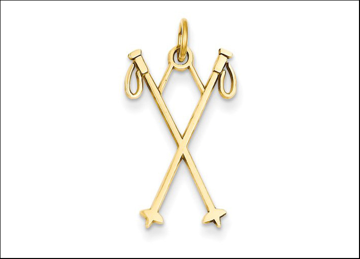 Leadoff, pendente a forma di racchetta da sci in oro 14 carati. Prezzo: 85,12 euro su Amazon.it