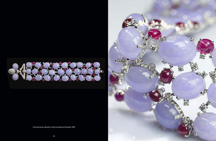 Lavender jade, cabochon ruby and diamond bracelet. 2002