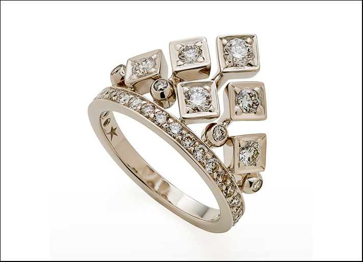 New King ring, anello in Gold Noble e diamanti brown