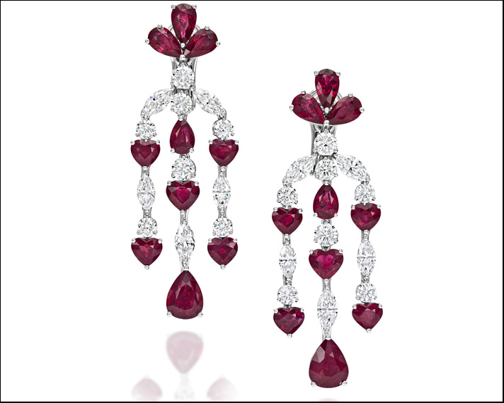 Unique Art Collection, orecchini di rubini e diamanti