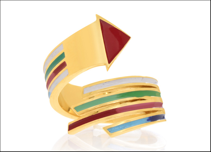 Decadence Collection, anello Take off, in pro 14 carati e smalti colorati. Prezzo: 2.020 dollari