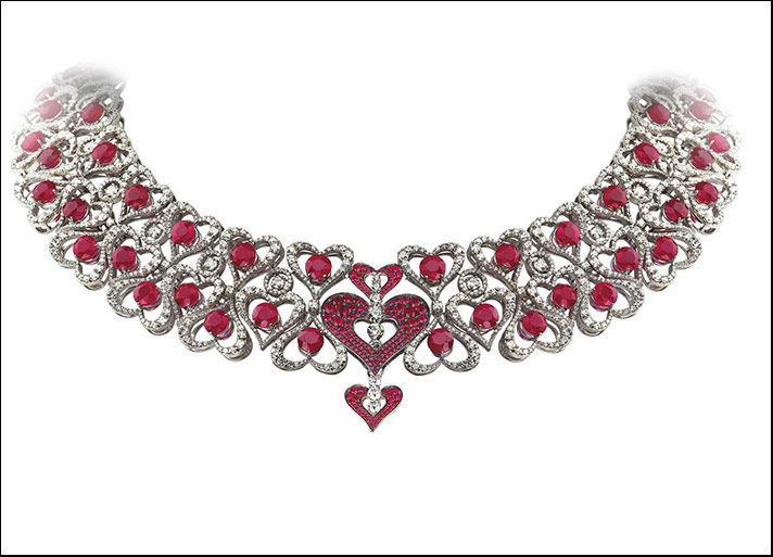 La collana indossata da Jene Symour con rubini e diamanti