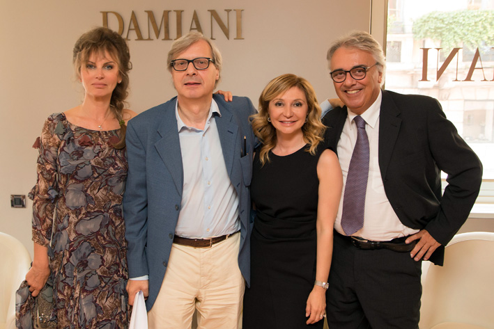Da sinistra: Dalila Di Lazzaro, Vittorio Sgarbi, Silvia Damiani, Sergio Cassano
