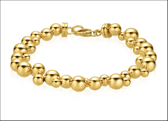 Collezione Mini Atomo, bracciale con palline di diverse dimensioni in oro giallo 