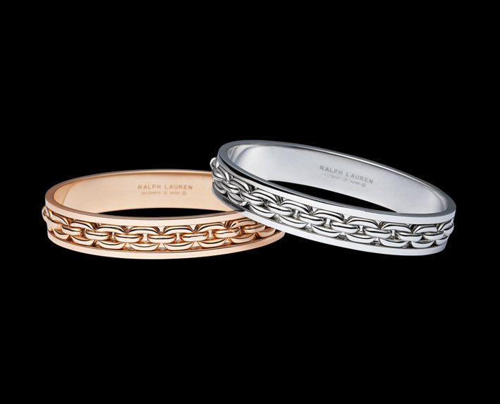 Bracciale rigido a catena in oro rosa 18 carati, bracciale rigido a catena in oro bianco 18 carati Entrambi disponibili in modelli piccolo, medio e grande