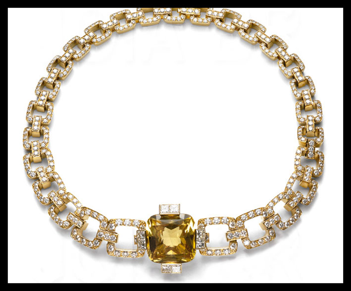 Collana di Gucci in oro, diamanti e berillo giallo