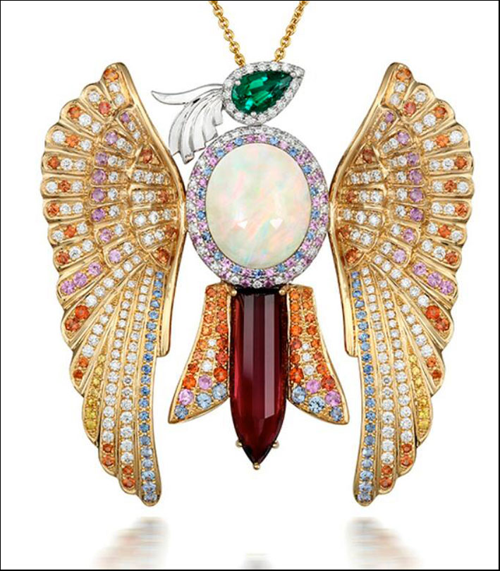 Phoenix: pendente con al centro un opale di Etiopia