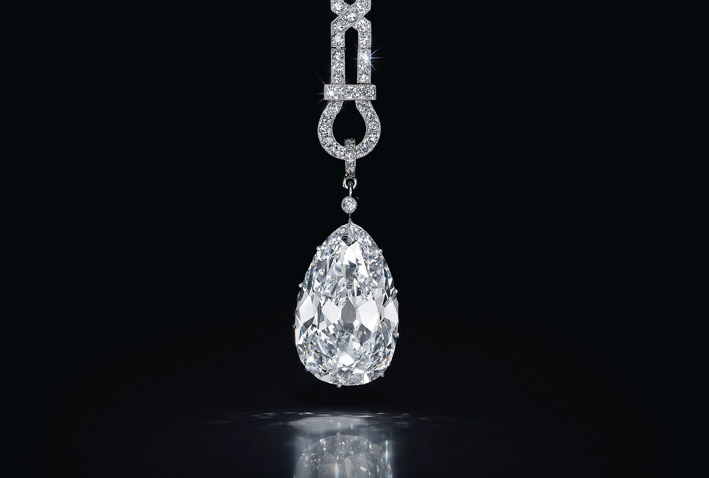 collana Art Deco con ciondolo composto da un diamante eccezionale (colore D, Internally Flawless) di 16,24 carati, all'asta da Christie's