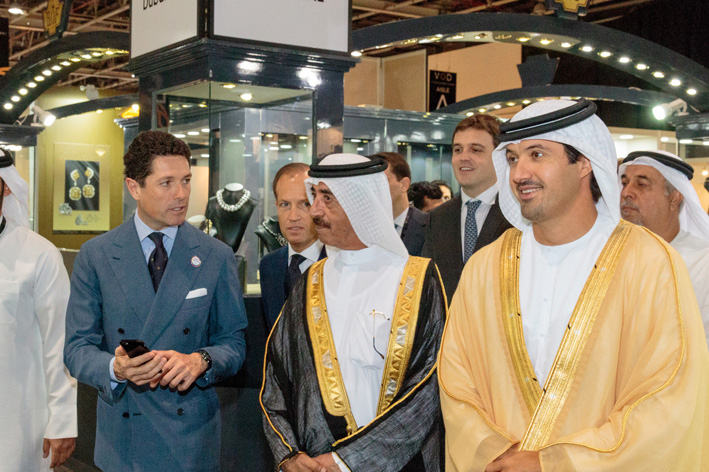L'inaugurazione di VicenzaOro Dubai 2015. A sinistra, Matteo Marzotto