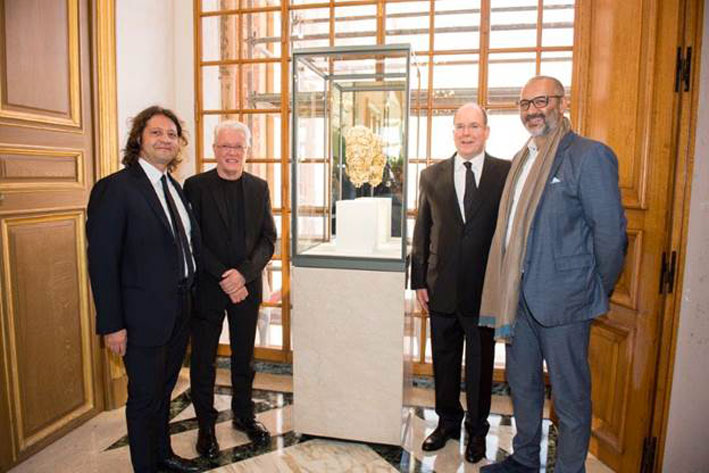 Da sinistra: Guido Damiani, Barry X Ball, Alberto di Monaco, Chirstian Rizzetto