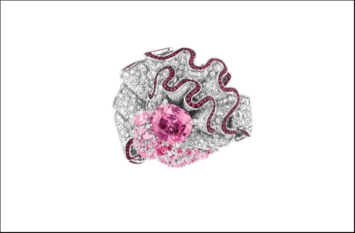 Collezione Soie, anello con zaffiri rosa