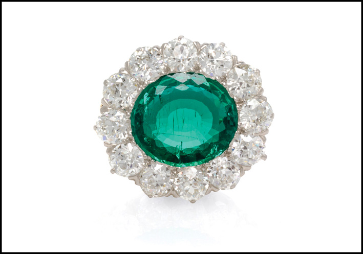Spilla con diamanti e smeraldo di Tiffany