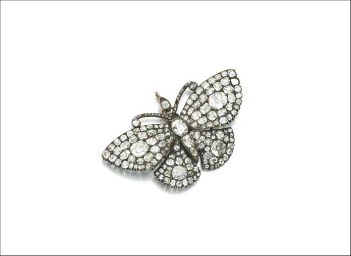 Spilla di diamanti a forma di farfalla, circa 1860