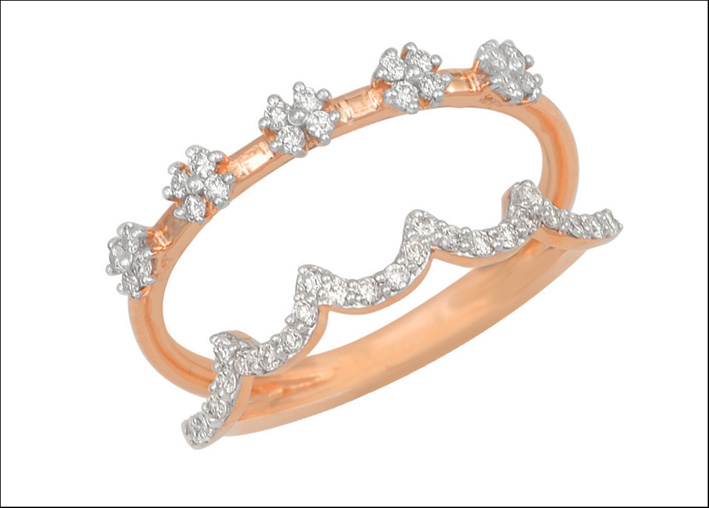 Asian Star Jewels, anello in oro rosa e diamanti