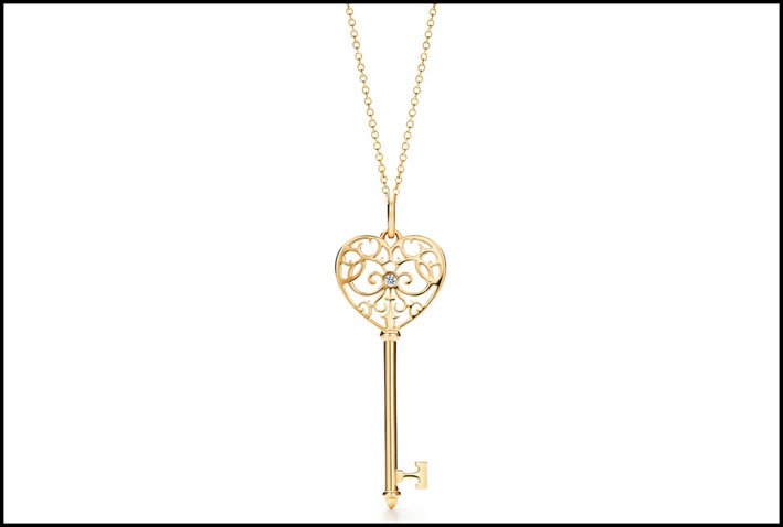 Pendente Tiffany Enchant Heart Key in oro giallo con diamante