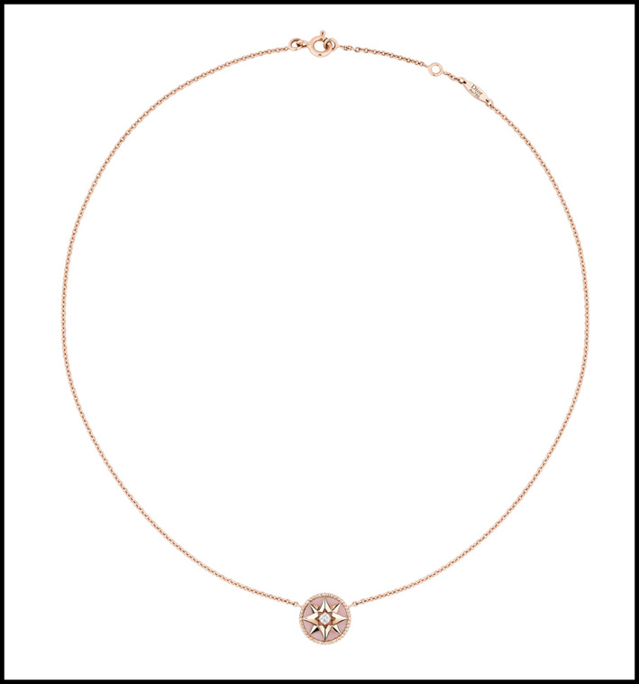 Collana in oro rosa, diamante, opale rosa. Prezzo: 1650 euro