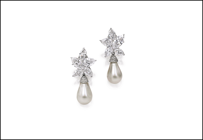 Orecchini di perle naturali e diamanti. Venduti per 2 milioni di dollari