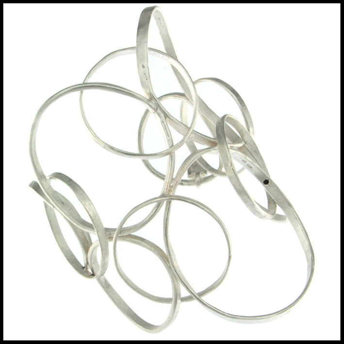 Circles collection: bracciale in argento burattato con spinello