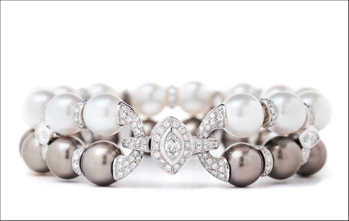 Bracciale Double color pearl. Perle di Thaiti, perle australiane, diamanti