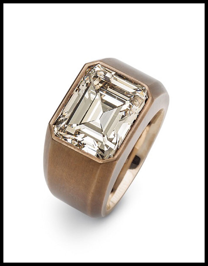 Hemmerle: anello con diamante, bronzo e oro bianco