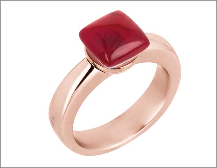 Breil Stones, anello con pietra rossa