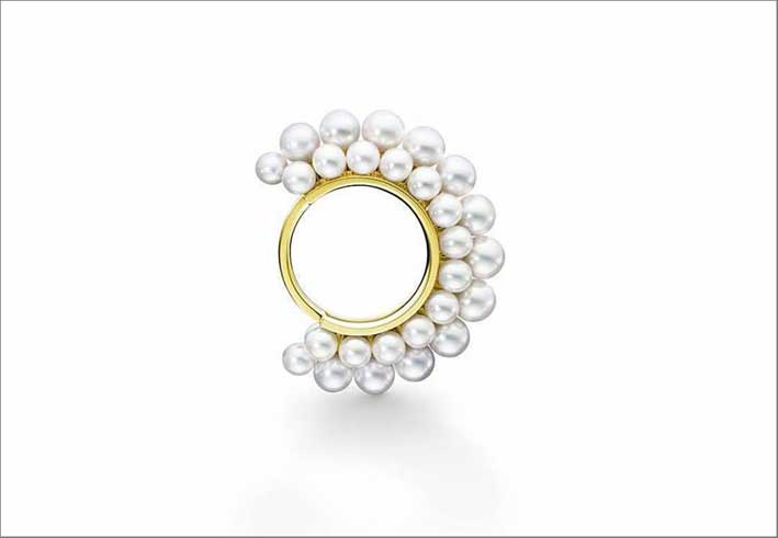 Collezione M/G Tasaki, anello con perle, PYramid collection