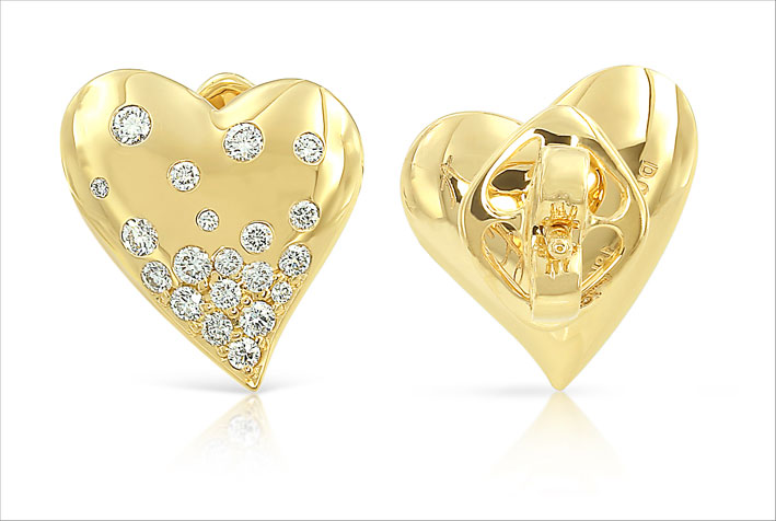 Orecchini Hearts of Gold, oro giallo e diamanti