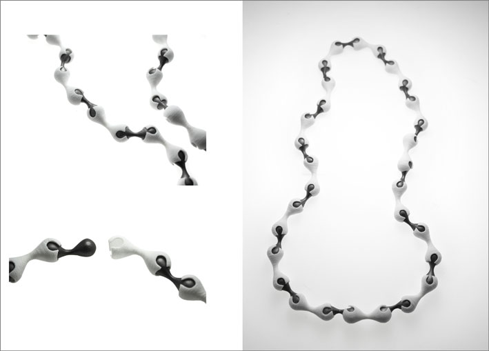 Linda Gamero, Biomechanical Design, 2013. Collana in titanio, nylon