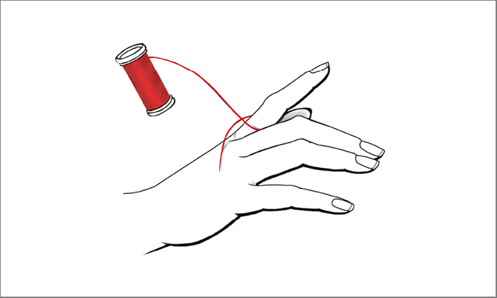 Utilizzate un filo per misurare la circonferenza del dito. Ma non lasciate il filo troppo largo né stretto