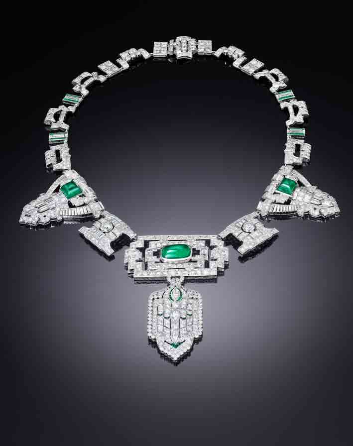 Collana di diamanti e smeraldi