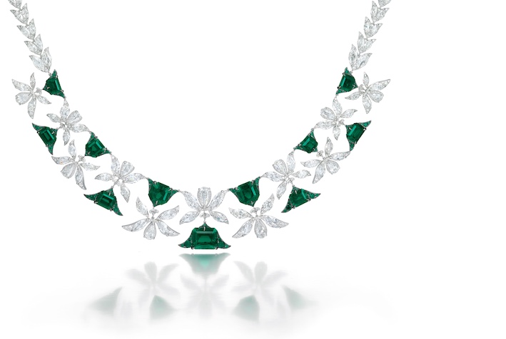 The Emerald and Diamond  Palmette Necklace