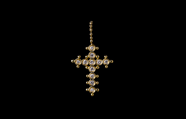 Croce con oro e diamanti