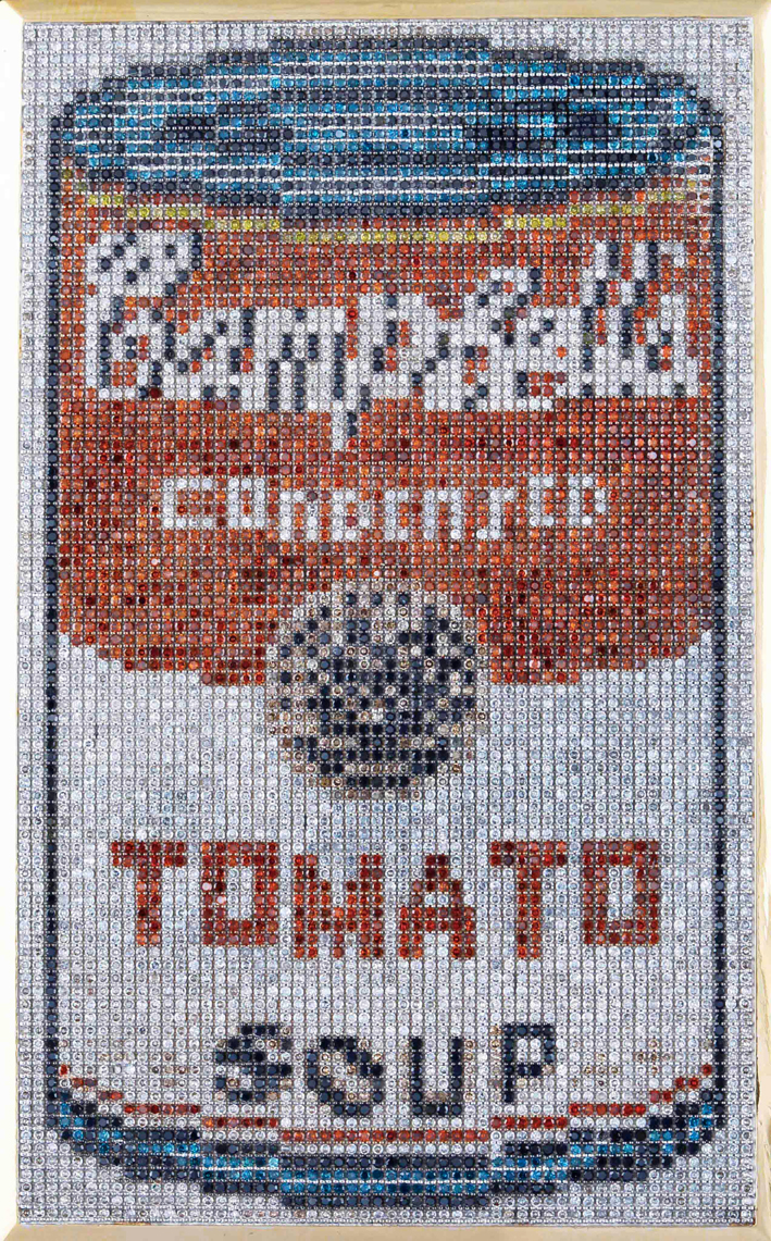 Al Zuppa Campbell, di Andy Warhol, riprodotta con 5100 diamanti da Sunjewels