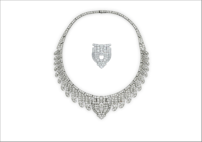 Collana.tiara Art Deco con diamanti