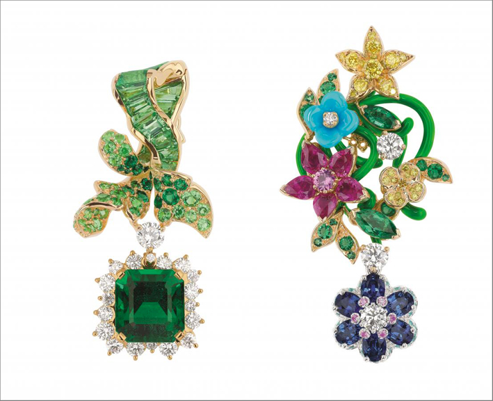 Orecchini Plaisir Champêtre con smeraldi e zaffiri