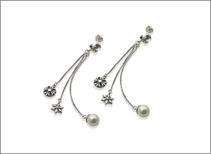 Collezione Rock, orecchini in argento con perle