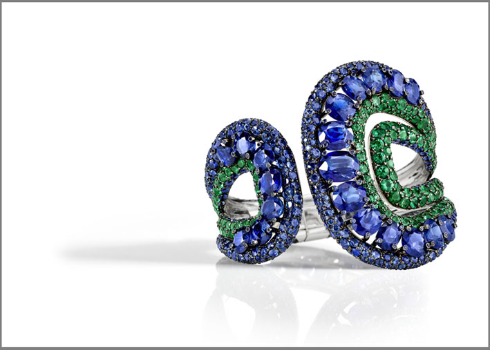 Bracciale con zaffiri e smeraldi, de Grisogono alta gioielleria