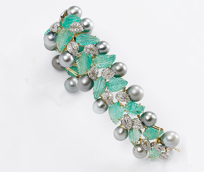 Bracciale con perle e smeraldi della collezione Fantasia
