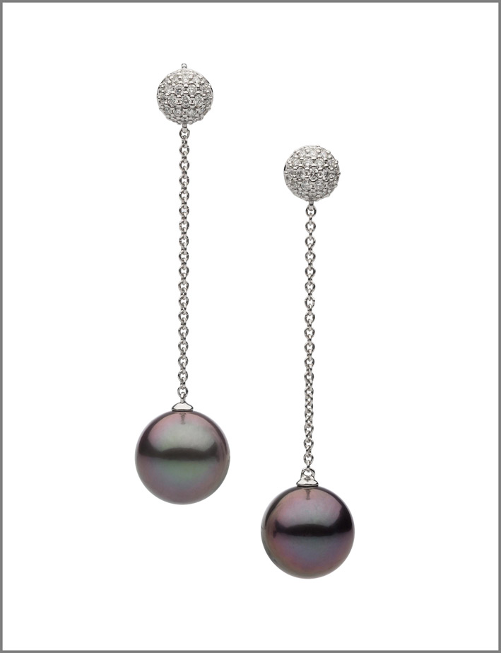 Orecchini pendenti con perle nere di Thaiti