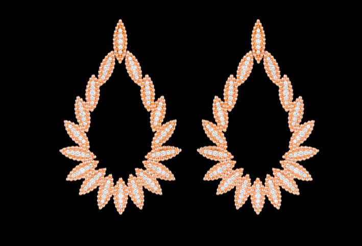 Orecchini in oro rosa e diamanti della collezione Luz di Carla Amorim
