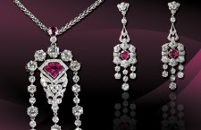 Brafa13 Bouisset Set di gioielli anni 20 platino diamanti e rubini Burma