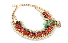 Stella jean collana catena oro perle e campane